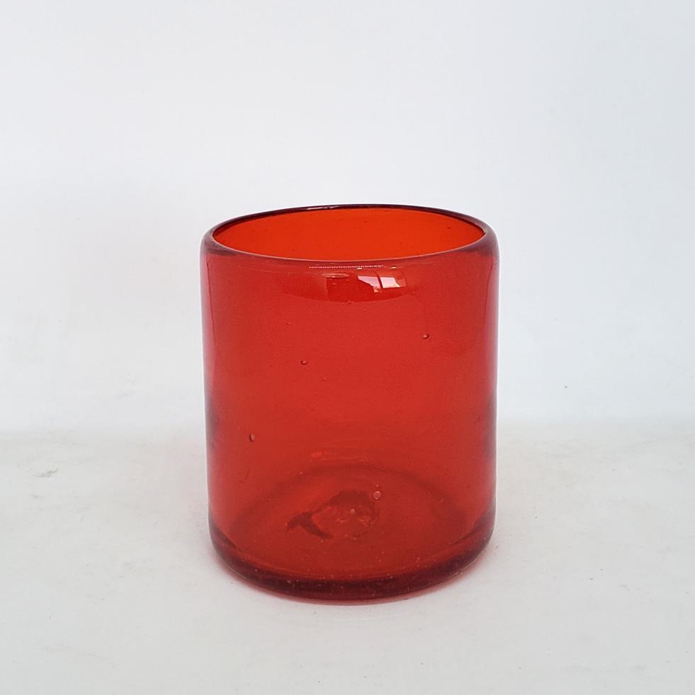 Vasos de Vidrio Soplado / Vasos chicos 9 oz color Rojo Slido (set de 6) / stos artesanales vasos le darn un toque colorido a su bebida favorita.